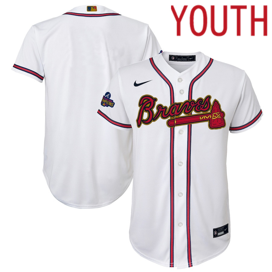 Custom Youth Atlanta Braves Blank Nike White 2022 Gold Program Replica MLB Jersey->customized mlb jersey->Custom Jersey